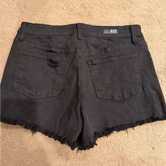 Kut from the Kloth Black Distressed Denim High Waist Shorts - Picture 3 of 4